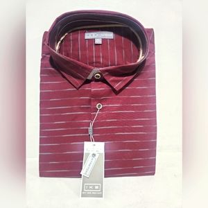 New mens Ike Behar Dress Shirt Button Up chile garnet size L NWT 95$ MSRP